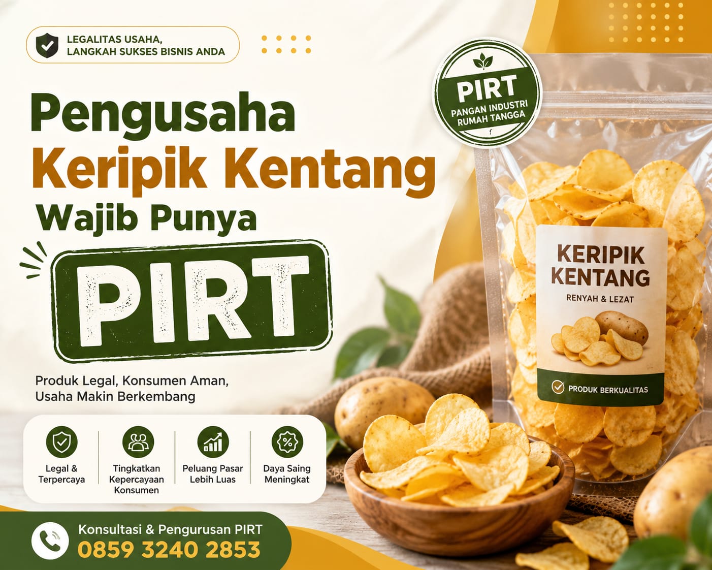 Pengusaha Keripik Kentang Wajib Punya PIRT | 0859 3240 2853